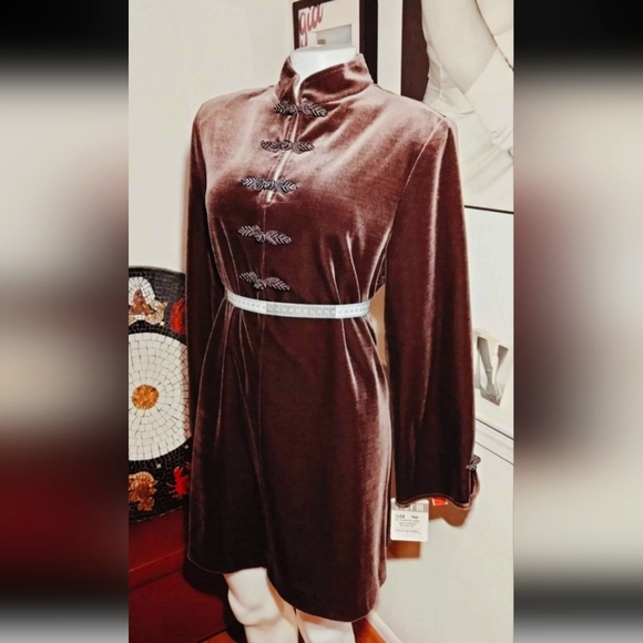 1970s dead stock ACT III 2 pc Velveteen long top & pants set. - Picture 3 of 12